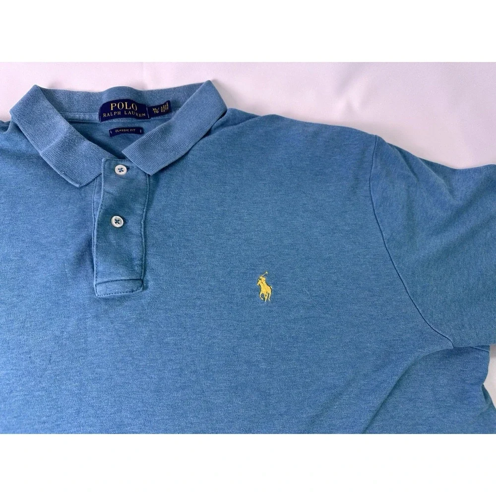 Polo By Ralph‎ Lauren Polo Shirt Men's Size XL BLUE Classic Fit Yellow Pony